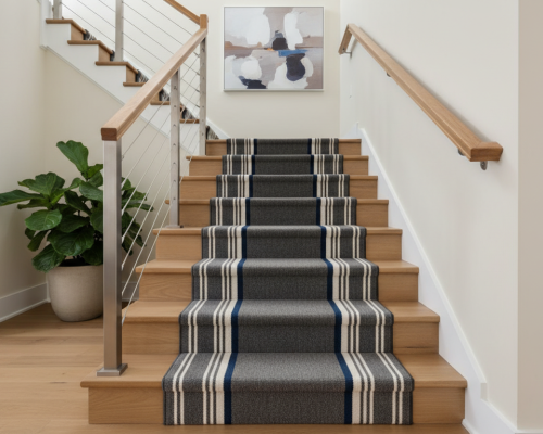 Escalera_con_alfombra_rayada